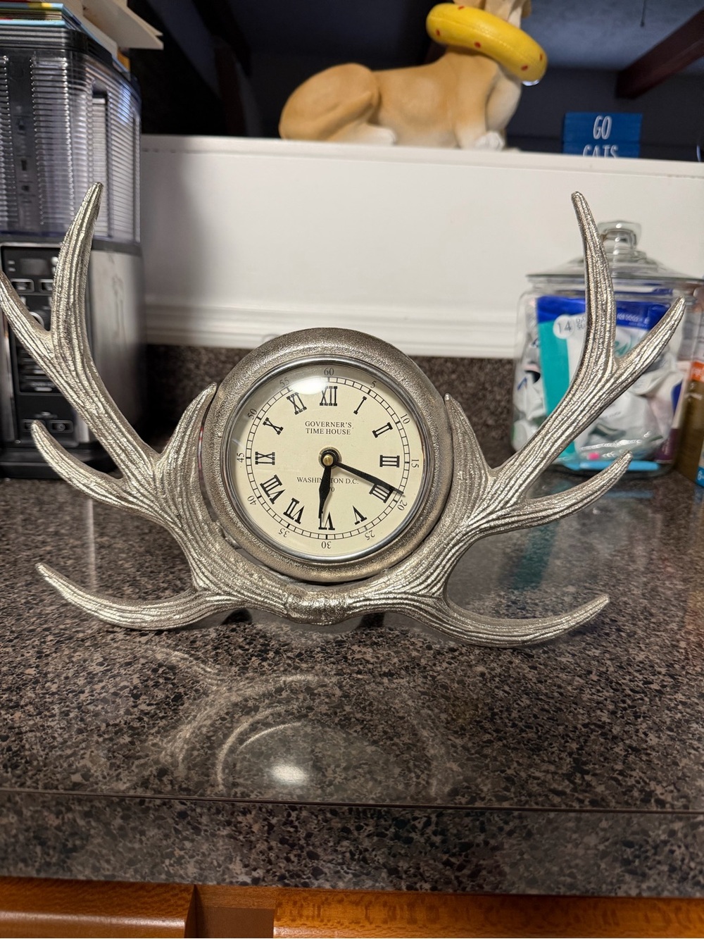 Silver Antler Table Clock